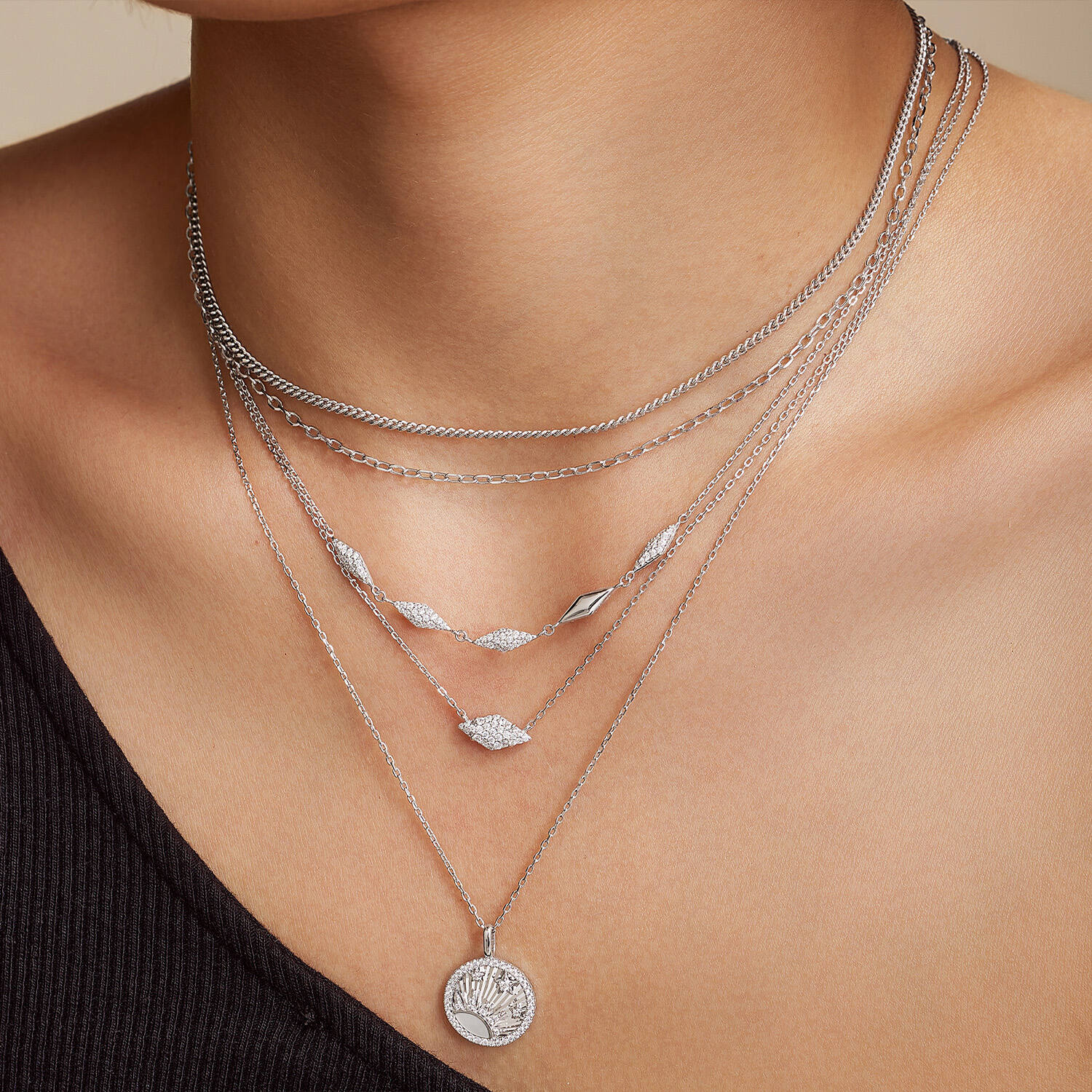  Dusk Divas - Silver / Rhodium plated - Zirconia - 45cm